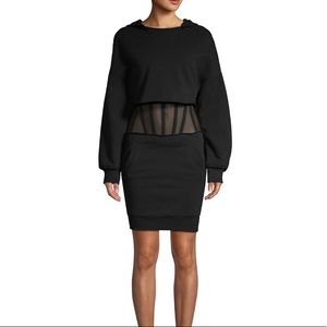 RtA Bailey Hooded Sweatshirt Dress with Corset